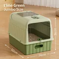 Extra grote volledig gesloten kattenbak in limoengroen met afmetingen 50x36x36cm - Verbeterde Kubus Lade Stijl / Limegroen