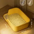 Large yellow semi-enclosed cat litter box with scoop and sand leak pedal - L / 49x35.5x13cm (Includes Scoop + Sifting Pedal) / Yellow