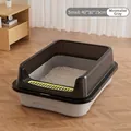 Semi-enclosed grey cat litter box with high splash-proof walls and a free scoop - Small (40cm) / With Scoop / Minimalist Gray