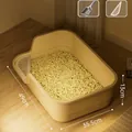 Large semi-enclosed cat litter box with scoop and sifting board, 49x35.5x13cm - L / 49x35.5x13cm (Includes Scoop + Sifting Pedal) / Off White