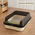 Small semi-enclosed cream white cat litter box with high fence and matching scoop - Small (40cm) / With Scoop / Cloud Frost White
