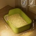 Large olive green semi-enclosed cat litter box with scoop and sieve plate, 49x35.5x13cm - L / 49x35.5x13cm (Includes Scoop + Sifting Pedal) / Green