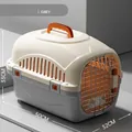 Professional grey plastic pet carrier for cats and small dogs, 50x32x33cm dimensions - Without Skylight Style / Minimalist Gray