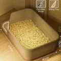 Extra large semi-enclosed cat litter box with scoop and sand leak board, size 60x40x15cm - Oversized / 60x40x15cm (Includes Scoop + Sifting Pedal) / Gray