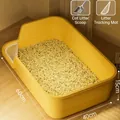 Large yellow semi-enclosed cat litter box with scoop and leak board, 60x40x15cm size - Oversized / 60x40x15cm (Includes Scoop + Sifting Pedal) / Yellow