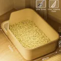 Extra large cream semi-enclosed cat litter box with scoop and sifter board 60cm - Oversized / 60x40x15cm (Includes Scoop + Sifting Pedal) / Off White