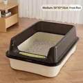 Large semi-enclosed cat litter box in beige and grey with anti-tracking scoop accessory - Medium (50cm) / With Scoop / Cloud Frost White