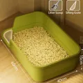 Large semi-enclosed avocado green cat litter box with scoop and sifting plate - Oversized / 60x40x15cm (Includes Scoop + Sifting Pedal) / Green