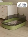 Arenero para gatos semicerrado extragrande verde menta con protección transparente - Estilo Oreja de Gato (50cm) / Verde