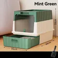 Große geschlossene minzgrüne Katzentoilette mit praktischem Schubladendesign zur Reinigung - Basis-Würfel-Schubladen-Stil / Grün/Weiß