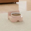 Rosa spritzgeschützter Futternapf mit erhöhtem Boden und Größenangaben - Einzelschüssel / Cremepink
