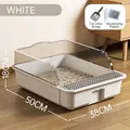 Arenero para gatos semicerrado blanco crema extragrande, 50x38x18 cm - Grande (50cm) / Blanco
