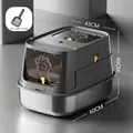 Large enclosed stainless steel cat litter box in gray finish with 60cm length - Fully Enclosed / Black