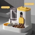 Alimentador y bebedero automático 2 en 1 para perros y gatos en color amarillo mate - Estilo de Tapa Deslizante de Oreja de Gato / Amarillo