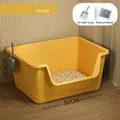 Arenero para gatos amarillo semicerrado extra grande con pala y marcas de tamaño para el hogar - Inclinado Extra Grande (50cm) / Amarillo mango