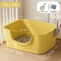 Arenero para gatos amarillo grande abierto con pala y paquete desodorante incluido - Caja de Arena Extra Grande 50CM + Pala / Amarillo