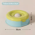 Bol à lécher jaune et bleu pour animaux, diamètre 18cm et hauteur 6cm, anti-mouillé - Type à Balle Roulante (Jaune & Bleu) / 18x18x6cm