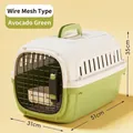 Trasportín portátil verde aguacate para mascotas con rejilla de hierro - Estilo Puerta de Malla / 51x31x35cm / Verde