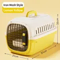 Transportín portátil amarillo y blanco para gatos y perros, 51x31x35cm - Estilo Puerta de Malla / 51x31x35cm / Amarillo