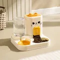 Comedero y bebedero automático 2 en 1 para mascotas con diseño de cara de gato tierno - Amarillo / Cubierta Deslizante Amarilla Cartoon - Alimentación Cuantitativa