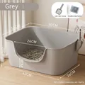 Arenero para gatos abierto gris mármol extra grande con medidas detalladas y pala incluida. - Caja de Arena Extra Grande 50CM + Pala / Gris