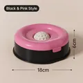 Bol d'eau flottant moderne noir et rose pour chiens et chats, diamètre de 18cm - Type à Balle Roulante (Noir & Rose) / 18x18x6cm