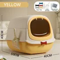 Large fully enclosed cat litter box with a decorative bow-knot in cheese yellow finish - Standard Non-Light Model / Complete Bowknot Set Included / Cheese Yellow