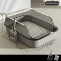 Arenero para gatos gris semicerrado con pala, medidas 38,5x27,5x15cm - Semi-Cerrado Mediano (38.5cm) / Cielo Nube Gris