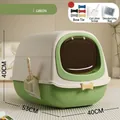 Large enclosed olive green cat litter box with cute decorative bow design and scoop - Standard Non-Light Model / Complete Bowknot Set Included / Olive Green
