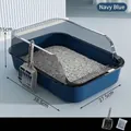 Arenero grande para gatos semicerrado de plástico azul noche con pala incluida - Semi-Cerrado Mediano (38.5cm) / Azul Noche