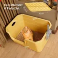Juego de caja de arena para gatos abierta amarilla con alfombrilla de seguimiento y pala - Extra Grande 50CM + Alfombra + Pala / Amarillo