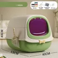 Large enclosed olive green cat litter box with scoop and butterfly bow detail - UVC UV Light Model / Complete Bowknot Set Included / Olive Green