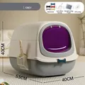 Large enclosed cat litter box in minimalist grey with butterfly bow and accessories - UVC UV Light Model / Complete Bowknot Set Included / Moonlight Gray