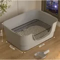 Large bathtub style dog litter box with wire mesh and scoop, dimensions 59x42x22cm - Large Bathtub Dog Toilet / With Cleaning Scoop / Gray