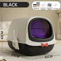 Extra large enclosed cat litter box in obsidian black with 53x40x40cm dimensions - UVC UV Light Model / Complete Bowknot Set Included / Obsidian Black