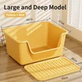 Arenero para gatos grande amarillo abierto con base profunda y alfombra antisalpicaduras - Gigante 50CM con Pedal + Pala / Amarillo