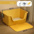 Arenero grande para gatos en plástico amarillo con alfombrilla anti-rastreo y pala set - Inclinado XL (50cm) + Alfombrilla Antideslizante / Amarillo mango