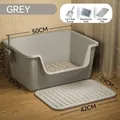 Caja de arena para gatos semicerrada gris grande con pala y alfombra, 50 cm de ancho - Inclinado XL (50cm) + Alfombrilla Antideslizante / Gris Estrellado