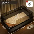 Extra-large semi-enclosed cat litter box with high fence in obsidian black - With Scoop / 65x38x26cm / Obsidian Black