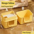 Grote mangogele kattenbak met schep, gesloten en open modellen voor alle katten - Lekvrije Kattenbak / 66CM Jumbo / Mangogeel