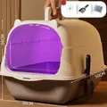Extra große geschlossene Katzentoilette mit UV-Licht, Schaufel und Deopack - Sterilisationsstil / Mit Schaufel und Desodorierungsbeutel / Grau