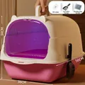 Große voll geschlossene Katzentoilette in Pink und Weiß mit Zubehör und UV-Lampe - Sterilisationsstil / Mit Schaufel und Desodorierungsbeutel / Rosa