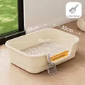 Extra große cremefarbene halboffene Katzentoilette mit Anti-Spritz-Design und Reinigungsschaufel. - Groß - Inklusive Schaufel / Gebrochenes Weiß