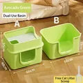 Grote avocadogroene kattenbak met zowel volledig gesloten als halfopen ontwerpopties - 66 cm Jumbo kattenbak met 360 graden uitloopbeveiliging (muntgroen) / Inclusief Schep + Deodorantpakket