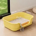 Große halbgeschlossene gelbe Katzentoilette mit Maßen und Streuschaufel - Groß - Inklusive Schaufel / Milchgelb