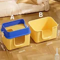 Extra große blau-gelbe modulare Katzenstoilette mit 66 cm Länge - 66 cm Jumbo-Katzentoilette mit 360-Grad-Auslaufschutz (Blau-Gelb) / Inklusive Schaufel + Deodorant-Packung