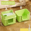 Extra große avocado-grüne geschlossene Katzentoilette mit 55 cm Spritzschutz-Design - 55cm Übergroßes Katzenklo - 360° Auslaufschutz (Minzgrün) / Inklusive Schaufel + Deodorant-Packung