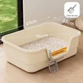 Große beige halbgeschlossene Katzentoilette mit gratis Schaufel, Maße 66x43x16cm - Extra Groß - Inklusive Schaufel / Gebrochenes Weiß