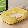Extra große gelbe halboffene Katzentoilette mit Streuschaufel Maße 66x43x16cm groß - Extra Groß - Inklusive Schaufel / Milchgelb