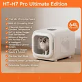 Caja secadora inteligente blanca de 64L para perros y gatos en suelo de madera clara - Enchufe CN / H7-Edición Top (Blanco Perla) 64L